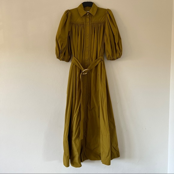 🛑 SOLD 🛑 AJE Casablanca Puff Sleeve Shirt Dress Olive • Size 4 • RRP $495 - Picture 4 of 14